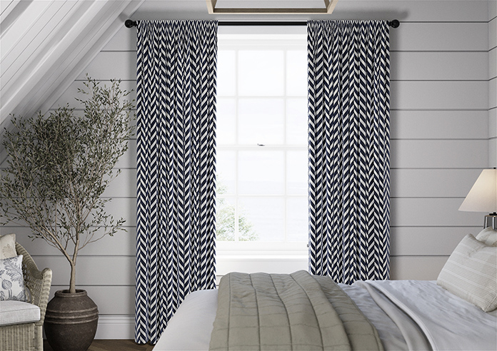 Chevron Stripe, Navy - Made to Measure Curtains - Image 3